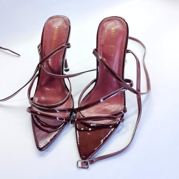 Azalea Wang Brown Jeweled Heels Size 7.5 Brown Leather 5" Heel Formal Event - Picture 2 of 15